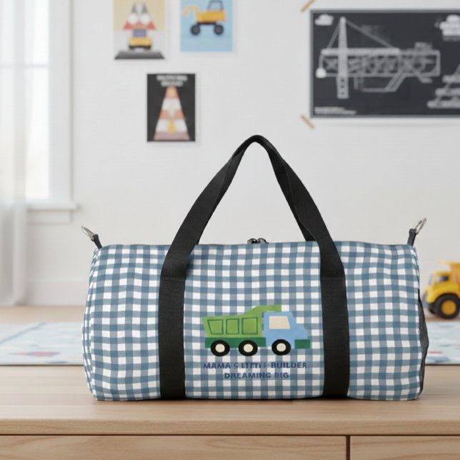 Aesthetic Gingham Blue Dump Truck Boys  Duffle Bag (Von Creator hochgeladen)