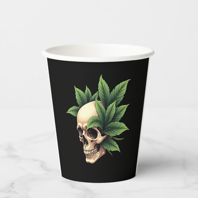 Aesthetic Goth Grunge Skull Tropical Monstera Leaf Pappbecher (Vorderseite)