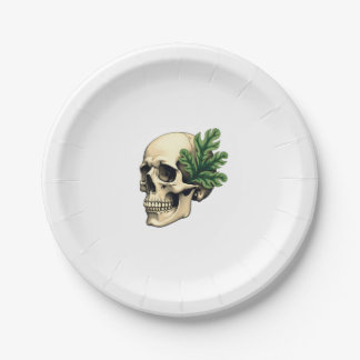 Aesthetic Goth Grunge Skull Tropical Monstera Leaf Pappteller
