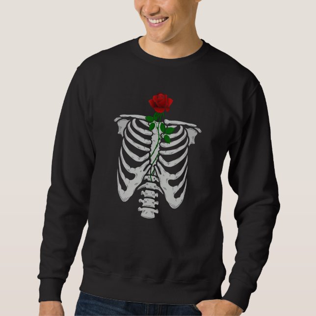 Aesthetic Grunge Skeleton Rose Goth Sweatshirt (Vorderseite)