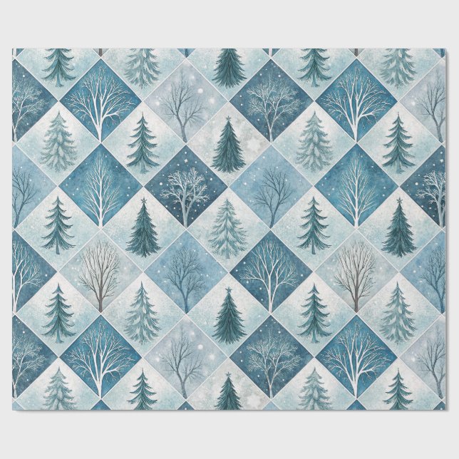 Aesthetic Holiday Checkered Wrapping Paper Geschenkpapier (Flach)