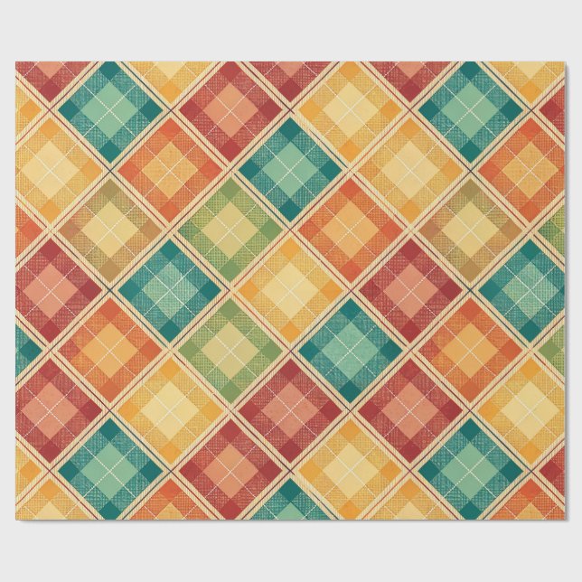 Aesthetic Holiday Checkered Wrapping Paper Geschenkpapier (Flach)