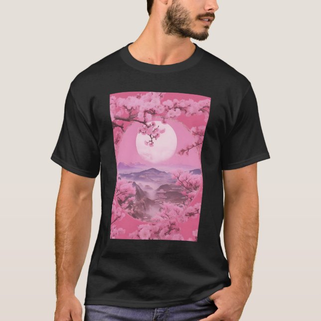 Aesthetic Japanese Style Sakura Cherry Blossom Tre T-Shirt (Vorderseite)