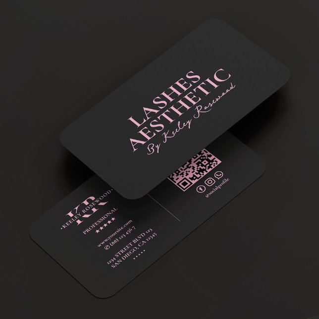  Aesthetic Lashes Makeup Artist Pink Black Visitenkarte (Aesthetic Lashes Makeup Artist Pink Black Business Card
)