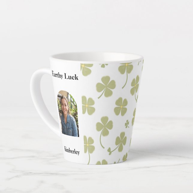 Aesthetic Lucky Charm Four Leaf Clover Custom Milchtasse (Linke Ecke)