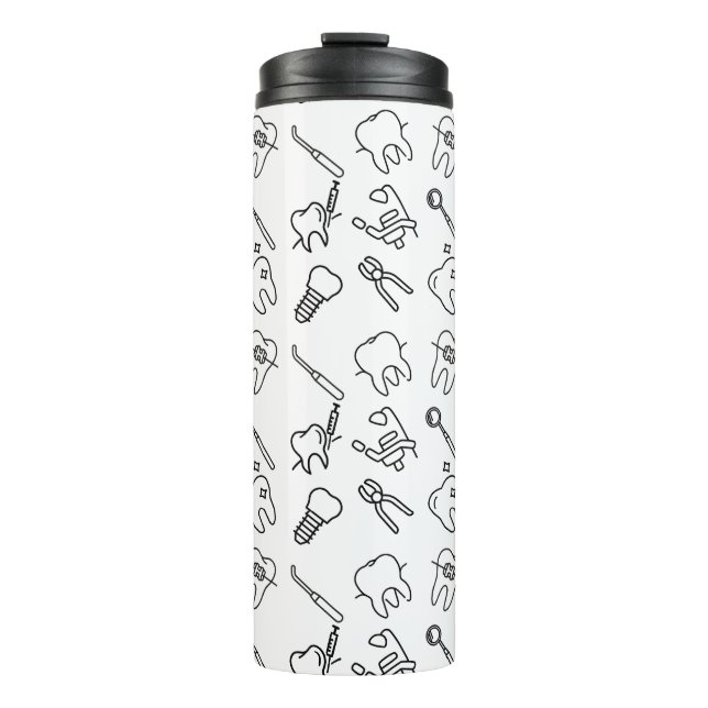 Aesthetic Minimalist Dental Icons Pattern Thermal  Thermosbecher (Vorderseite)