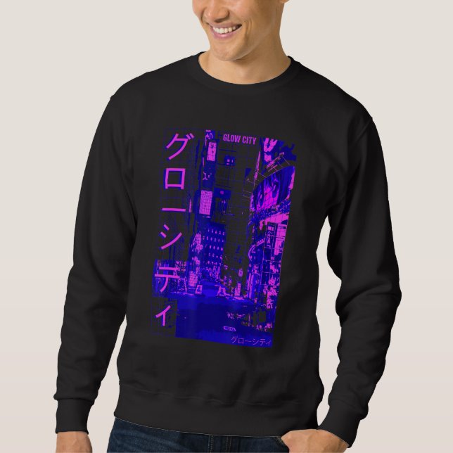 Aesthetic Modern Style Japan Glow City Streets Lig Sweatshirt (Vorderseite)