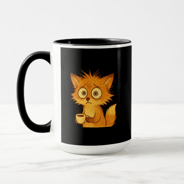 Aesthetic Overwhelmed Fox • Cute Chaos Coffee Tasse (Links)