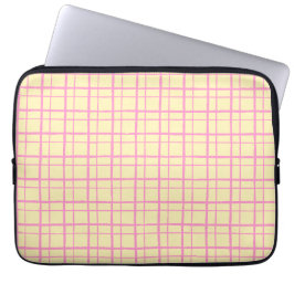 Aesthetic Pastel Hand Drawn Grid Sunshine Yellow Laptopschutzhülle