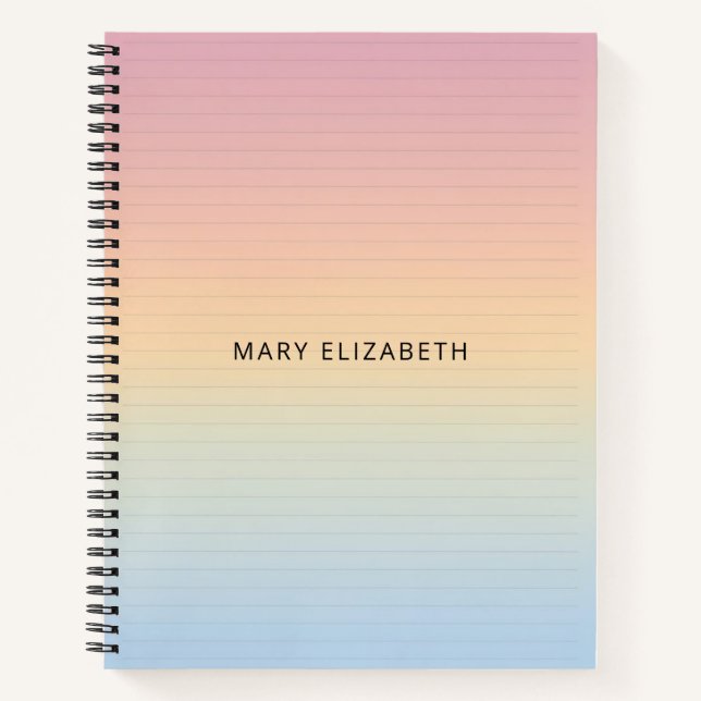 Aesthetic Pastel Ombre Lines Personalized Notebook Notizbuch (Vorderseite)