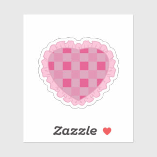 Aesthetic Pink Checkerboard Heart Aufkleber