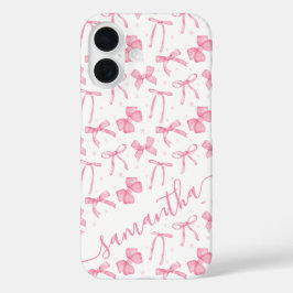 Aesthetic Pink Coquette Bow Custom Name  iPhone 16 Hülle