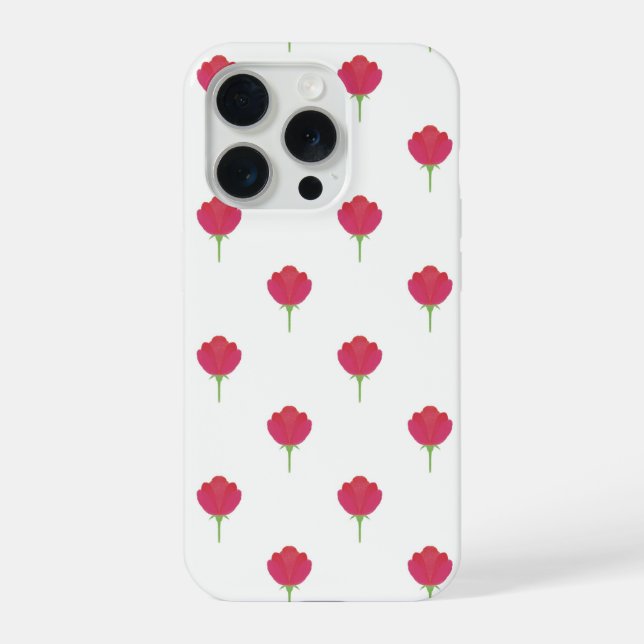 Aesthetic pink tulip flower pattern phone case iPhone hülle (Rückseite)