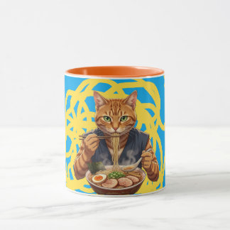 Aesthetic Ramen Cat Japanese Pop Art Orange Tabby Tasse
