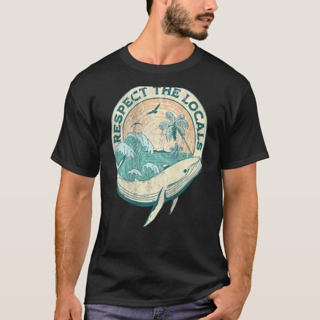 Aesthetic Respect The Local  Ocean Word On Back T-Shirt (Vorderseite)
