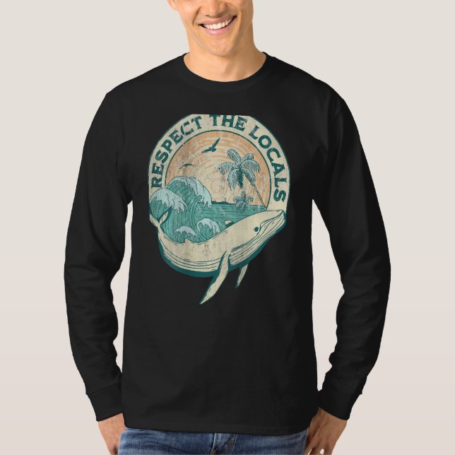 Aesthetic Respect The Local  Ocean Word On Back T-Shirt (Vorderseite)