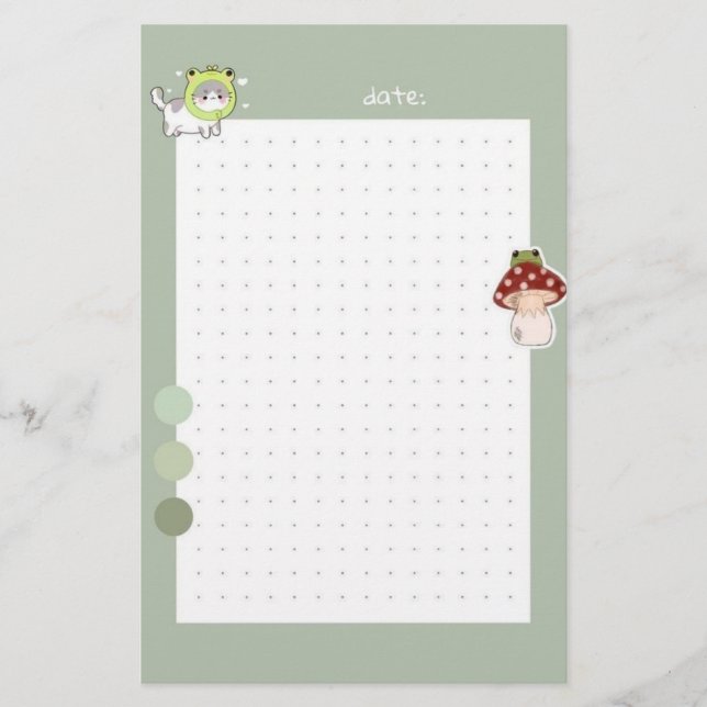 Aesthetic Sage green Frog cute korean Briefpapier (Vorderseite)