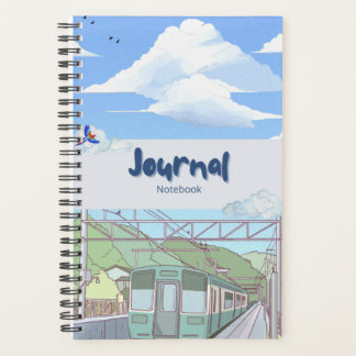 Aesthetic Sky & Train Journal Notebook | Cute Past Planer