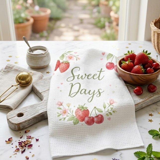 Aesthetic Strawberry &Cherry Tea Towel Geschirrtuch (Von Creator hochgeladen)