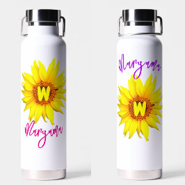 Aesthetic Sunflower, Trendy Girly Name & Monogram Trinkflasche