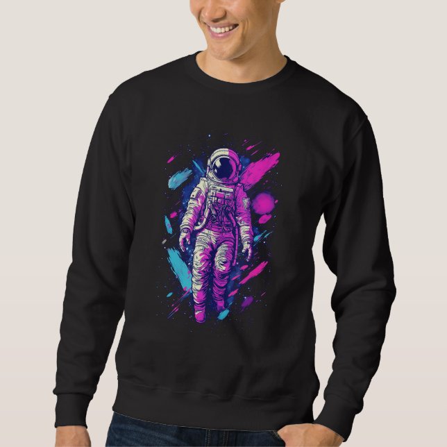 Aesthetic Vaporwave Astronaut Graphic Spaceman Gra Sweatshirt (Vorderseite)