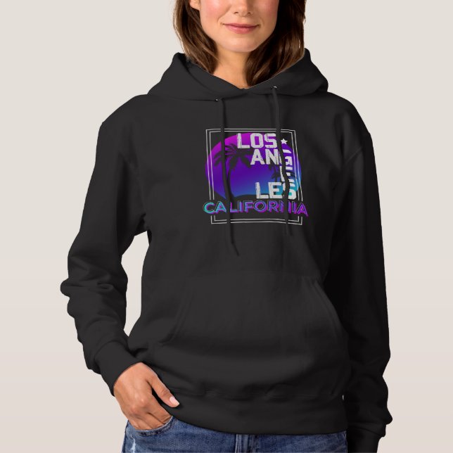 Aesthetic Vaporwave Los Angeles California CA Retr Hoodie (Vorderseite)