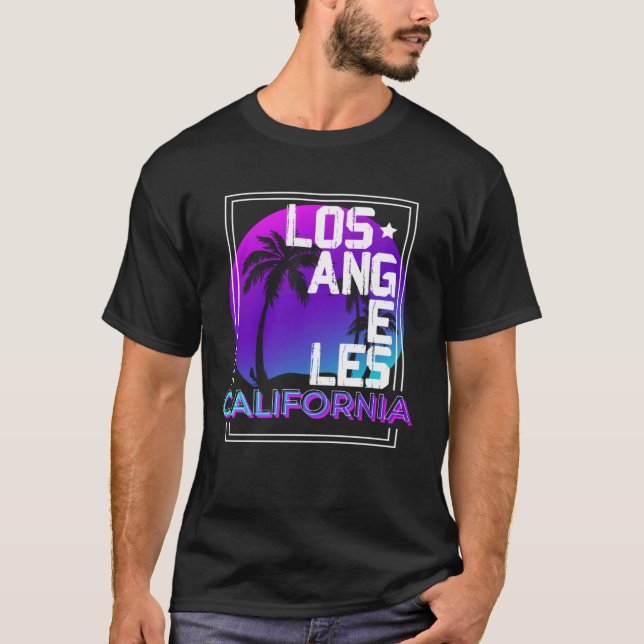 Aesthetic Vaporwave Los Angeles California CA Retr T-Shirt (Vorderseite)
