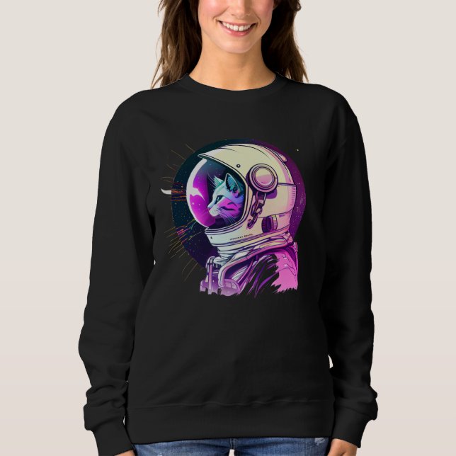 Aesthetic Vaporwave Space Cat 80s 90s Astronaut  1 Sweatshirt (Vorderseite)