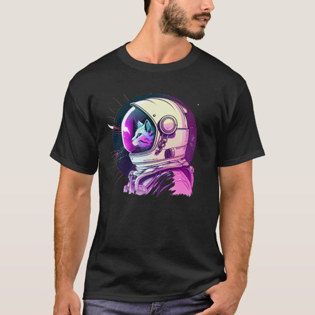 Aesthetic Vaporwave Space Cat 80s 90s Astronaut  1 T-Shirt (Vorderseite)