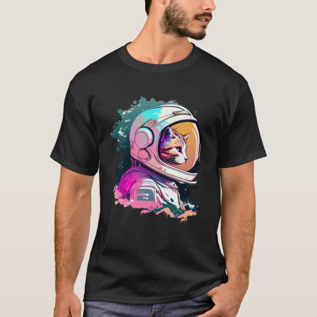 Aesthetic Vaporwave Space Cat 80s 90s Astronaut  1 T-Shirt (Vorderseite)