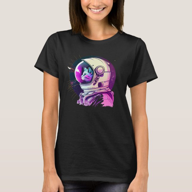 Aesthetic Vaporwave Space Cat 80s 90s Astronaut  1 T-Shirt (Vorderseite)