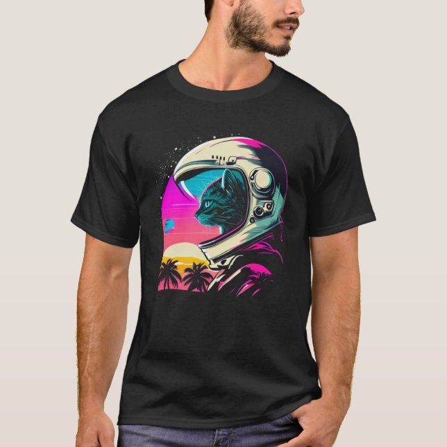 Aesthetic Vaporwave Space Cat 80s 90s Astronaut  1 T-Shirt (Vorderseite)