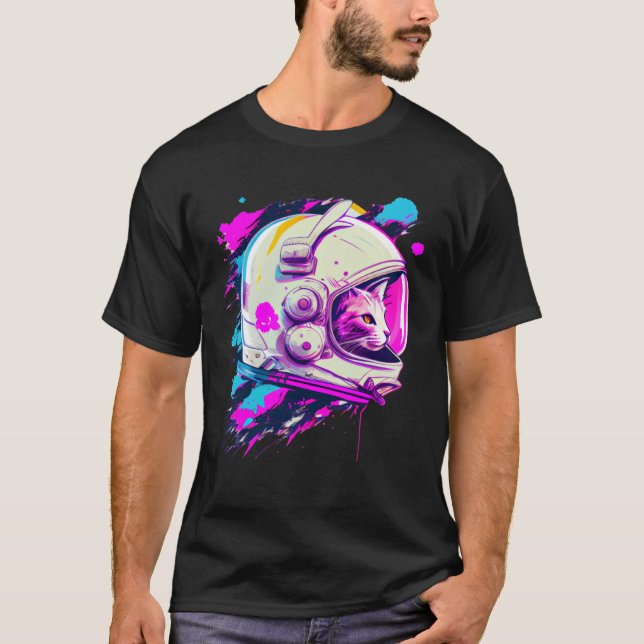 Aesthetic Vaporwave Space Cat 80s 90s Astronaut  3 T-Shirt (Vorderseite)