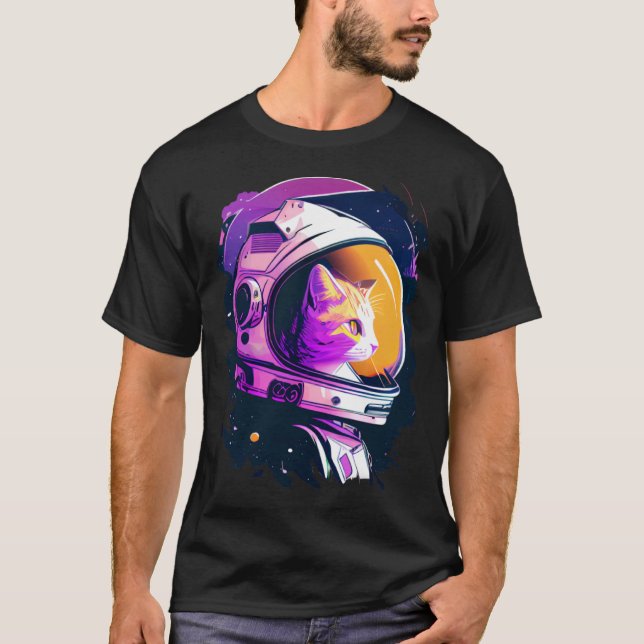 Aesthetic Vaporwave Space Cat 80s 90s Astronaut  4 T-Shirt (Vorderseite)