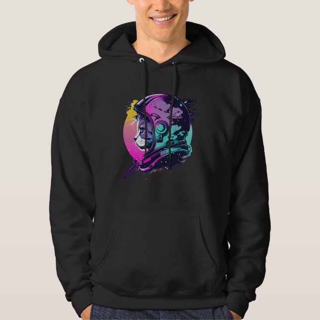Aesthetic Vaporwave Space Cat 80s 90s Astronaut  5 Hoodie (Vorderseite)
