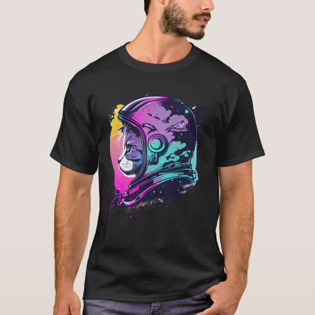 Aesthetic Vaporwave Space Cat 80s 90s Astronaut  5 T-Shirt (Vorderseite)