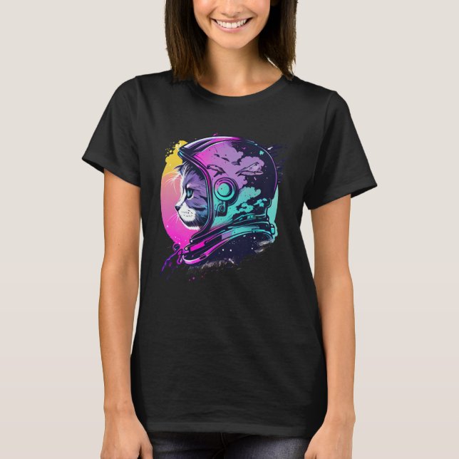 Aesthetic Vaporwave Space Cat 80s 90s Astronaut  5 T-Shirt (Vorderseite)