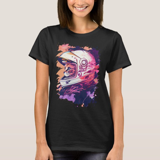 Aesthetic Vaporwave Space Cat 80s 90s Astronaut  6 T-Shirt (Vorderseite)