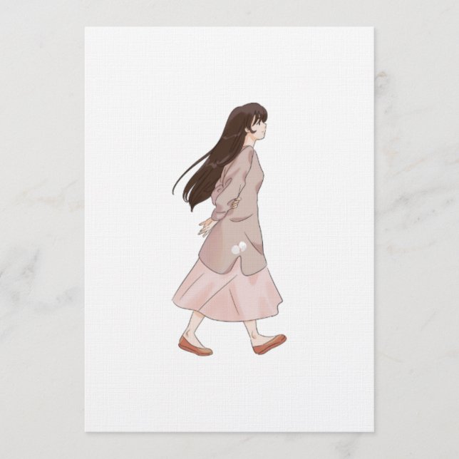 Aesthetic Walking Girl Sticker Einladung (Vorderseite)