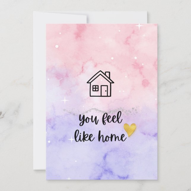 Aesthetic Watercolor "You Feel Like Home" Romantic Karte (Vorderseite)