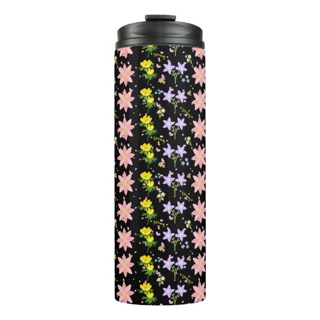 Aesthetic Wildflower Botanical Pattern Thermal Tum Thermosbecher (Vorderseite)