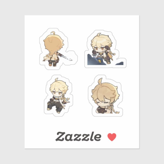 Aether Genshin Impact 4er Stickerbogen Extra  Aufkleber (Blatt)