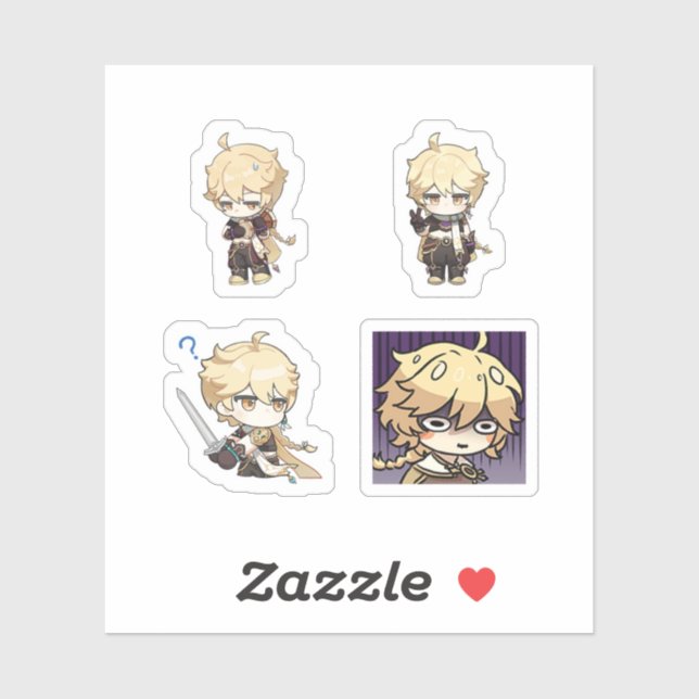 Aether Genshin Impact 4er Stickerbogen Extra Aufkleber (Blatt)