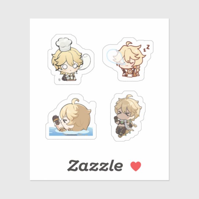 Aether Genshin Impact 4er Stickerbogen Extra P Aufkleber (Blatt)