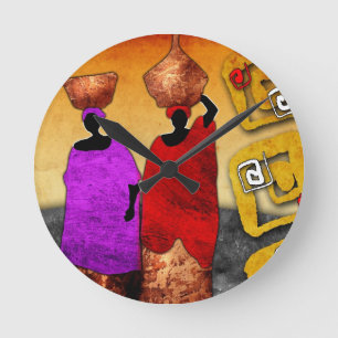 af047 Afrika retro Vintage Artgeschenke Runde Wanduhr