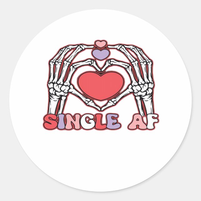 Af Skeleton Hands Valentinstag Classic Runder Aufkleber (Vorderseite)