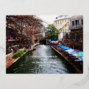 AFA San Antonio Riverwalk postcard Folien Feiertagspostkarte