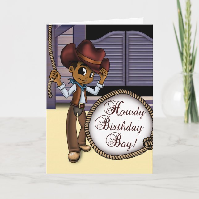 AfAmerican Cowboy Birthday Karte (Vorderseite)