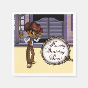 AfAmerican Cowboy Birthday Serviette