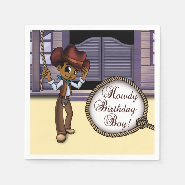 AfAmerican Cowboy Birthday Serviette (Vorderseite)